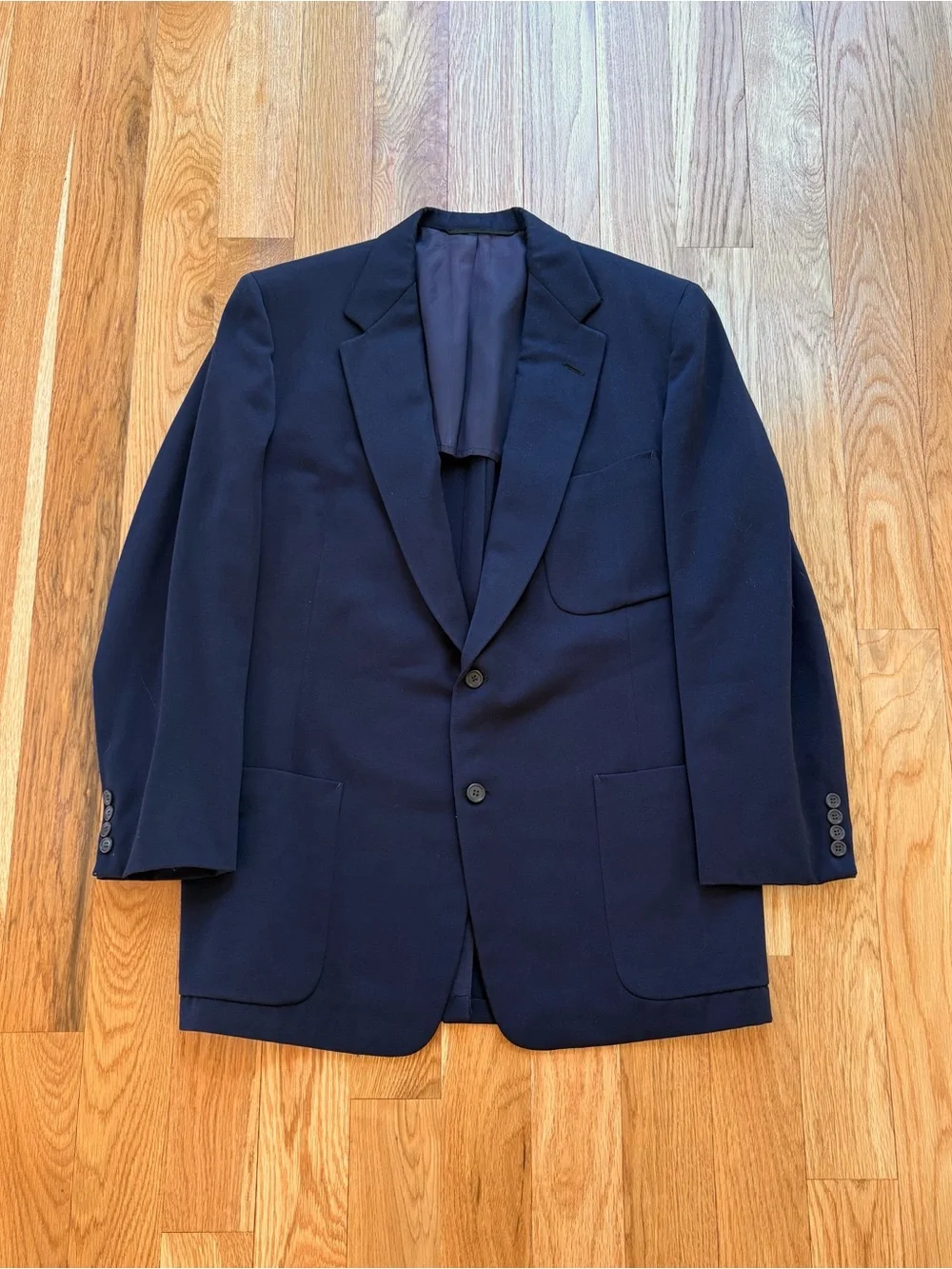 Vintage 1950s Kingsridge Griffith Smith Made In USA Navy Blue 2pc Suit 42R 34x30